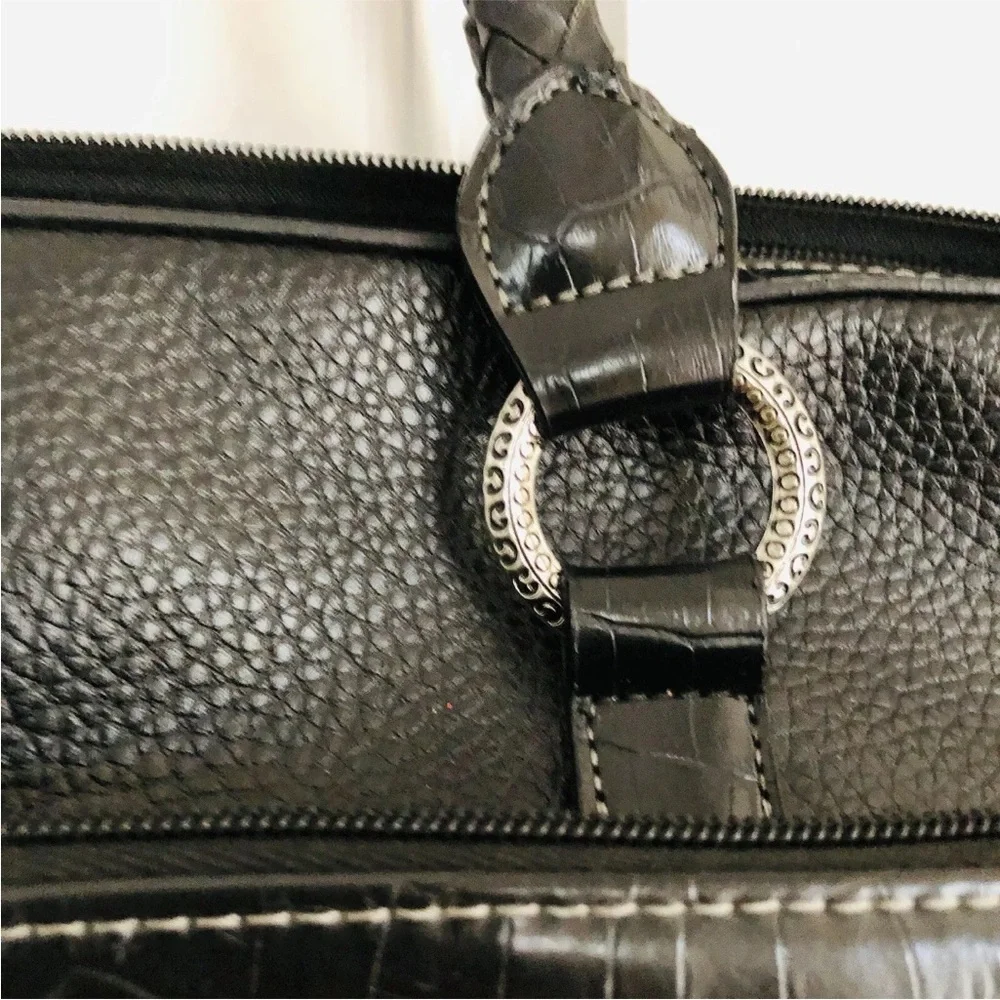 Coldwater Creek Laptop Bag Black Faux Leather Metal Embellished 15